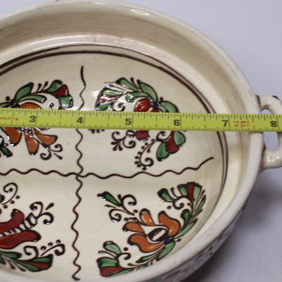 Antique Signed Korond Floral Pottery Bowl from Romania - Picture 7 of 8